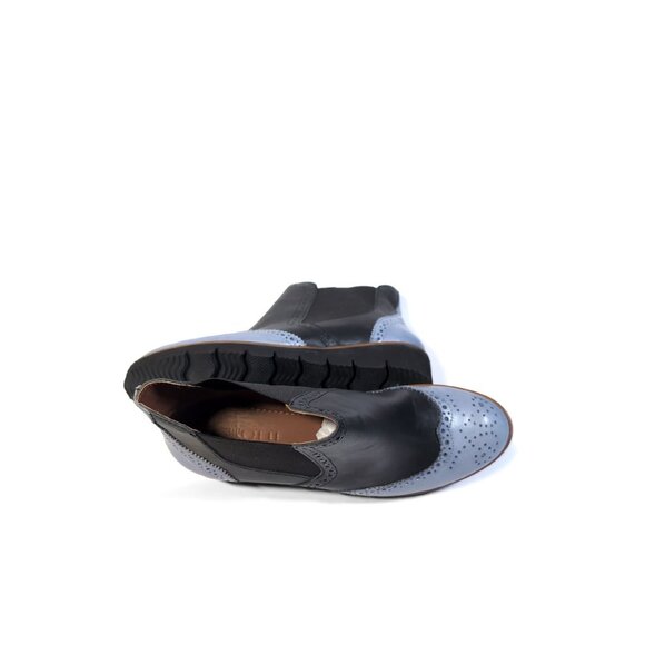 GIROTTI Boot WINGTIP Ankle Boots Size 9 WOMENS Black & Blue Handcrafted - Picture 4 of 7